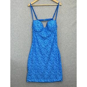 93 Play Street Sadie Swim Dress Blue Floral Underwire Cutout Back Womens‎ 2XL